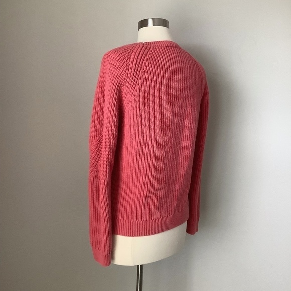 Chunky Cable Knit Sweater Coral Coast Salmon with FLAW - Picture 6 of 14